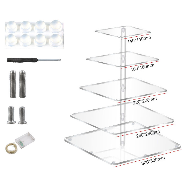 5 Tier Square Acrylic Cupcake Stand